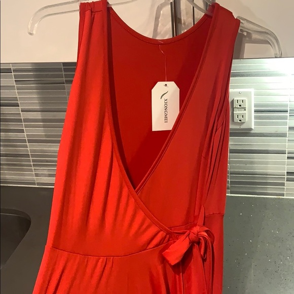 Red high-low maxi wrap dress - Picture 4 of 6